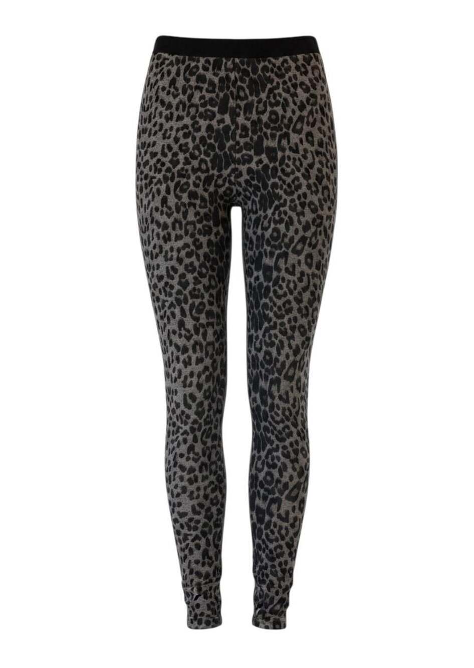 Boston Proper Gray & Black Leopard Print Leggings | Size S